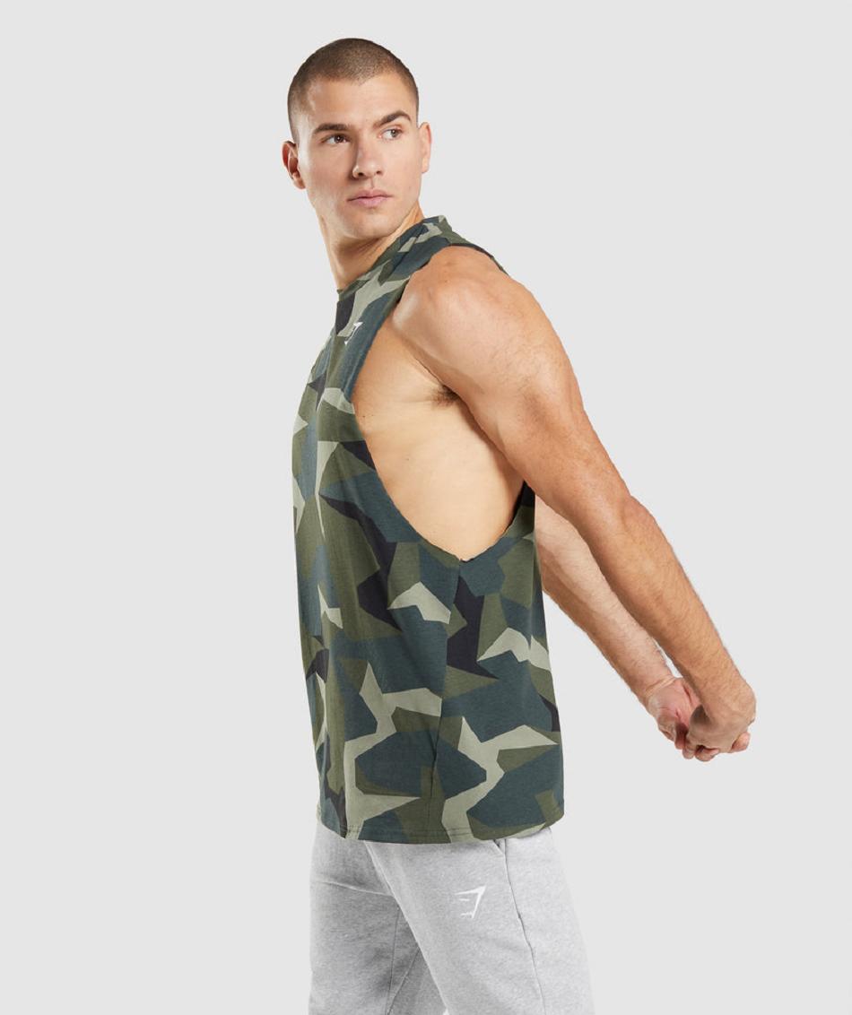 Podkoszulki Męskie Gymshark Critical Drop Arm Zielone | PL 4055DFM